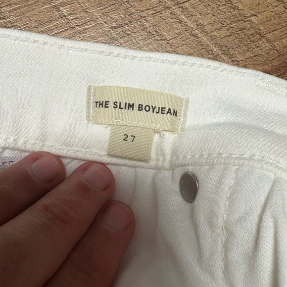 Madewell White Cotton Blend Distressed Slim Boy Jean Size 27 - Picture 3 of 5